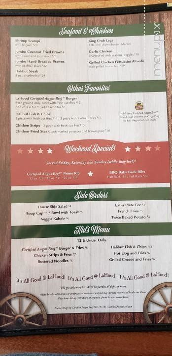 lahood park menu  Two Bit Saloon and Grill